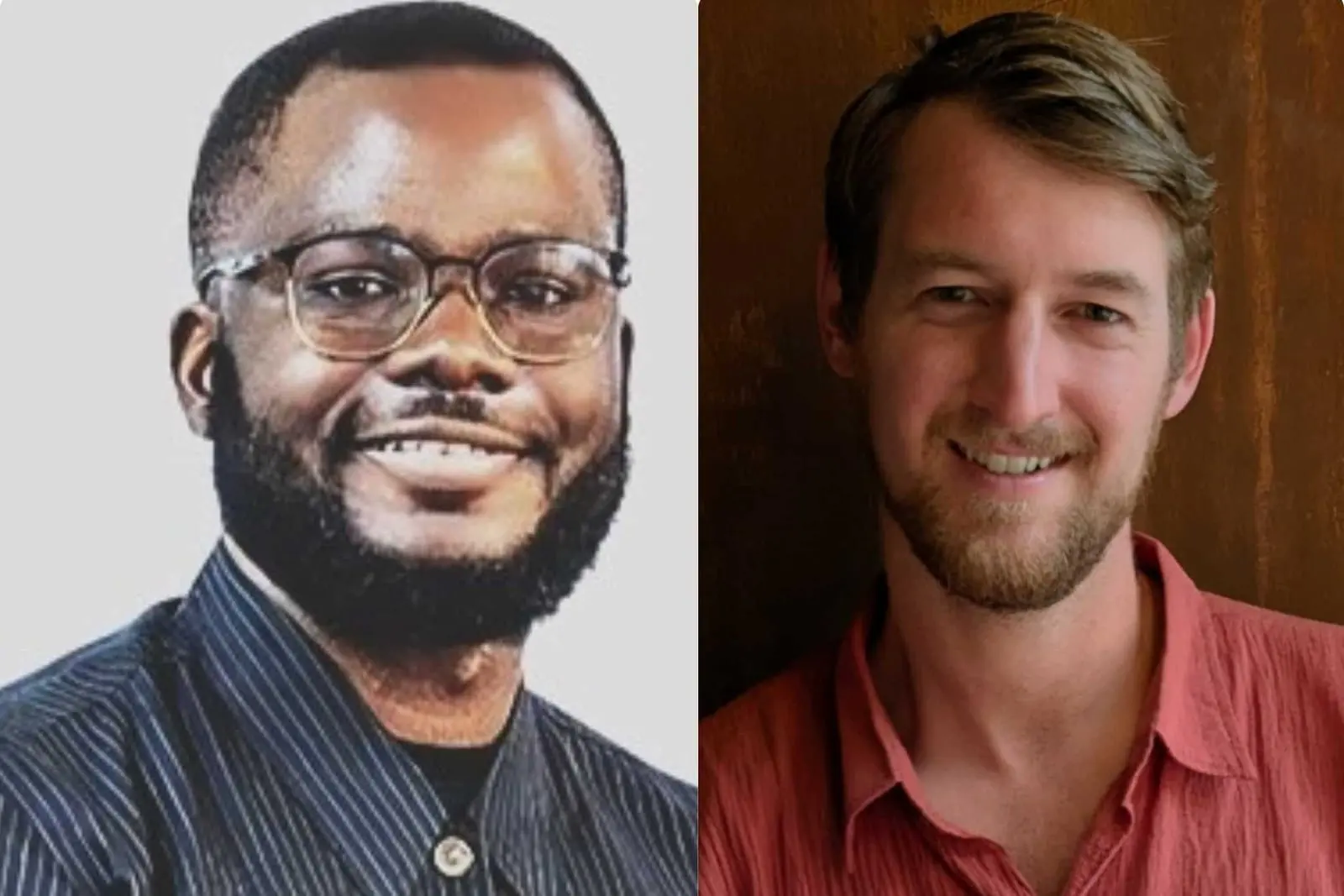 Portraits of ChipMango co-founders Ola Fadiran and Jovan Andjelich side by side