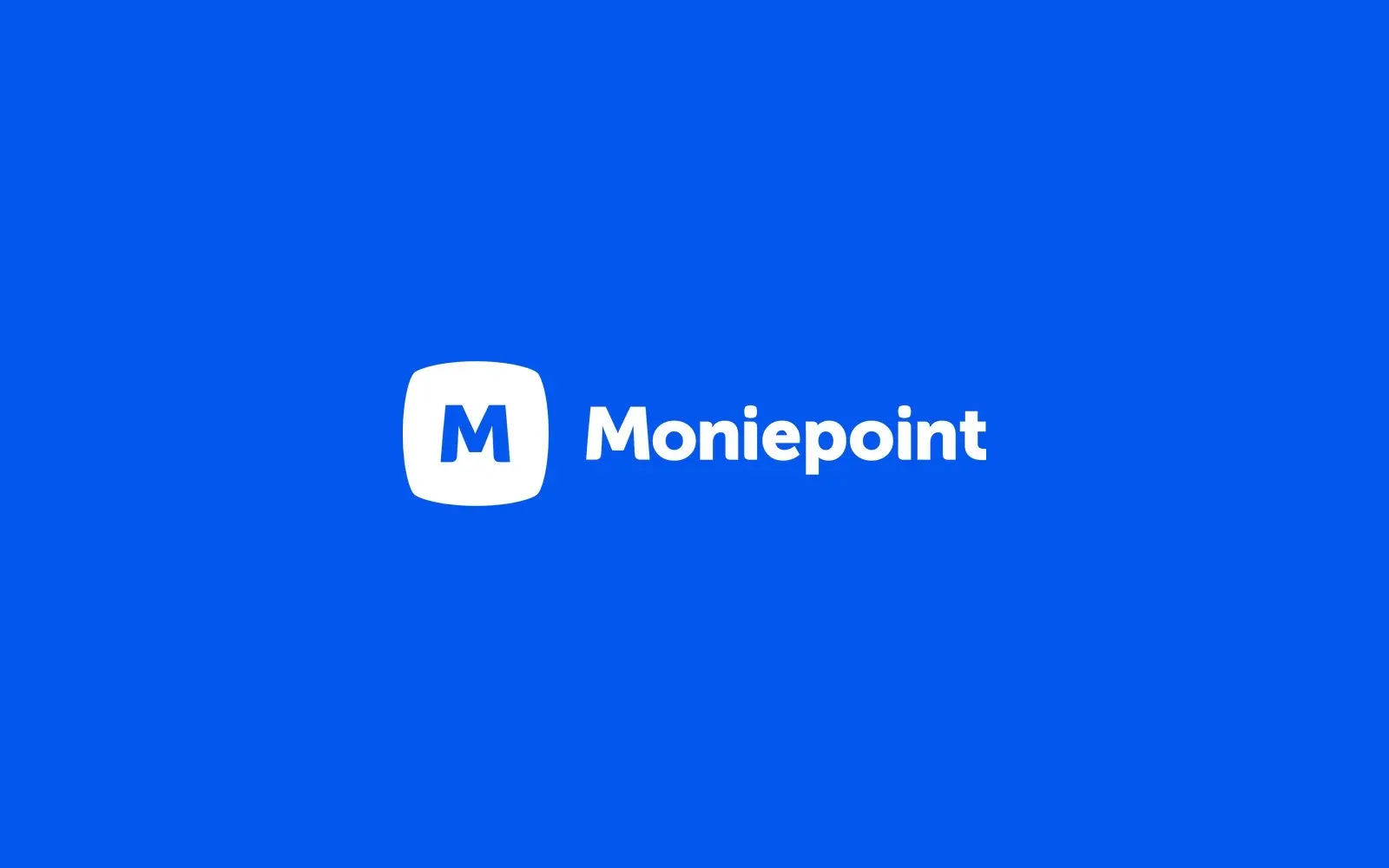 The Moniepoint logo, a white M tile and the white Moniepoint wordmark, on a bright blue background